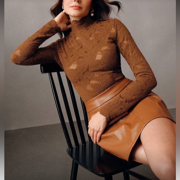 Elegant Brown Lace Women Top - Picture 2 of 8